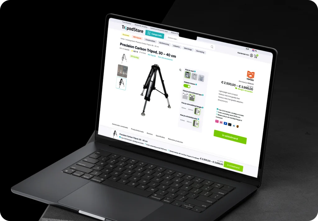 Tripodstore — websitebeeld 3