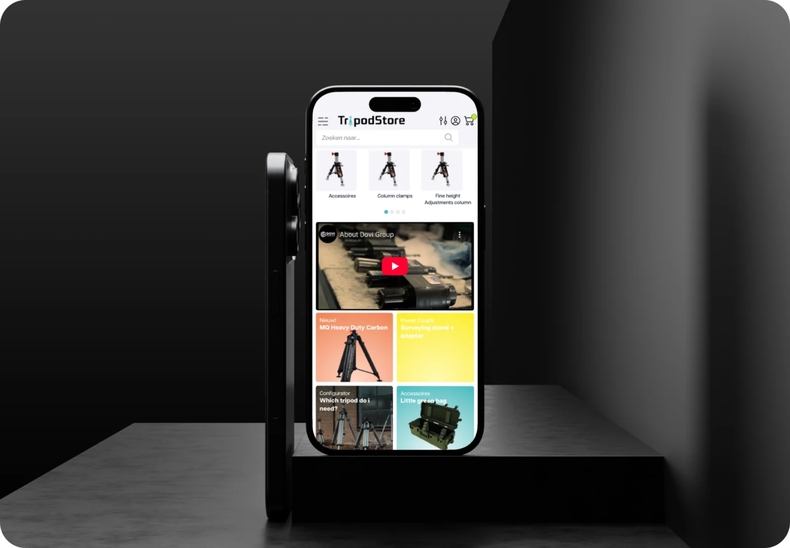 Tripodstore webshop mockup