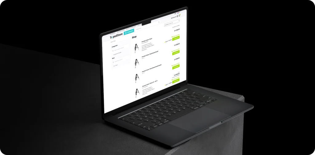 Tripodstore webshop mockup